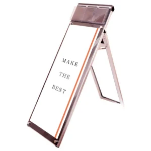 パンフレットケース付 ポスター用スタンド看板 マグネジ A1ハーフ(ロータイプ) ブラック 片面 (PSSKMNP-A3TTLKB)