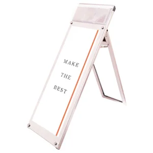 パンフレットケース付 ポスター用スタンド看板 マグネジ A1ハーフ(ロータイプ) ホワイト 片面 (PSSKMNP-A3TTLKW)