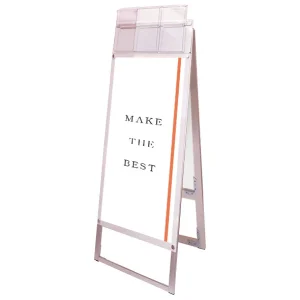 パンフレットケース付 ポスター用スタンド看板 マグネジ A1ハーフ ホワイト 両面 (PSSKMNP-A3TTRW-G)