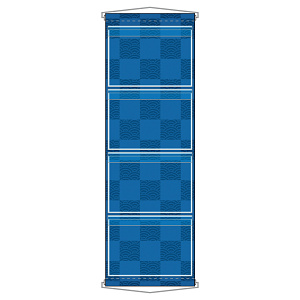 ウォールポケット A4ポケット×4段 ヒモ付き 格子波柄 (46286)