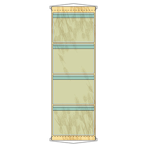 ウォールポケット A4ポケット×4段 ヒモ付き 上下麦柄 (46289)