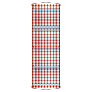 ウォールポケット A4ポケット×4段 ヒモ付き チェック柄 (46290)