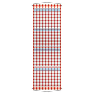 ウォールポケット A4ポケット×4段 ヒモ付き チェック柄 (46290)