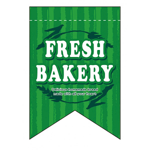 変形タペストリー FRESH BAKERY（リボンカット） カラー:緑 (5865)