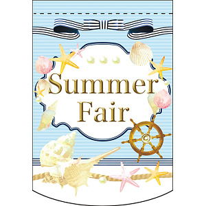 Summer Fair (マリン) アーチ型 ミニフラッグ(遮光・両面印刷) (61055)