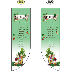 WELCOME (緑 星 ミドル) フラッグ(遮光・両面印刷) (69437)