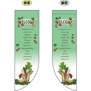 WELCOME (緑 星 ミドル) フラッグ(遮光・両面印刷) (69437)