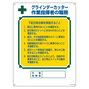 資格者の職務標識 600×450×1mm 表記:グラインダーカッター・・ (049603)