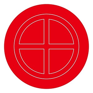 消防標識板 破壊板 アクリル赤色透明 サイズ (外径) :103mmφ×2mm (063103)