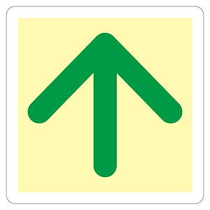 避難誘導標識 床用標識 (蓄光) ステッカー 300mm角 表示:矢印のみ (069002)