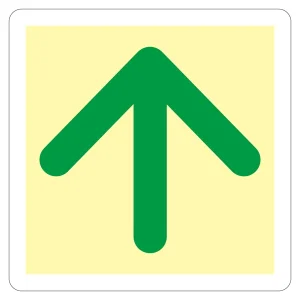 避難誘導標識 床用標識 (蓄光) ステッカー 300mm角 表示:矢印のみ (069002)