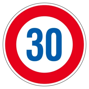道路標識(構内用) アルミ製 反射タイプ 丸型 600mmφ 制限速度30キロ (133674)