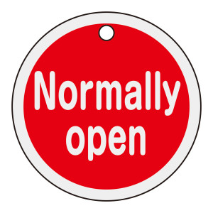 アルミバルブ開閉札 50mmφ Normally open(赤) (157151)