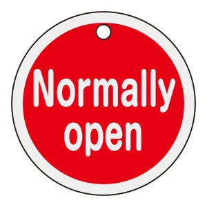 アルミバルブ開閉札 50mmφ Normally open(赤) (157151)