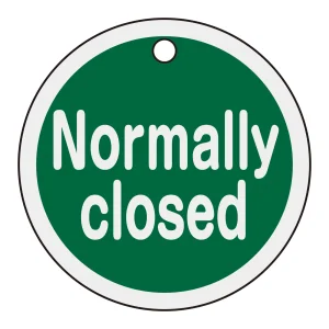 アルミバルブ開閉札 50mmφ Normally closed(緑) (157152)