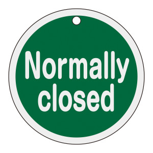 アルミバルブ開閉札 80mmφ Normally closed(緑) (158092)