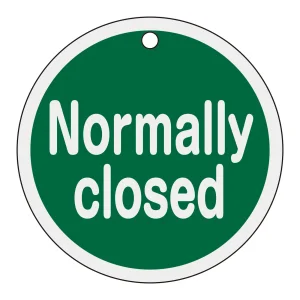 アルミバルブ開閉札 80mmφ Normally closed(緑) (158092)