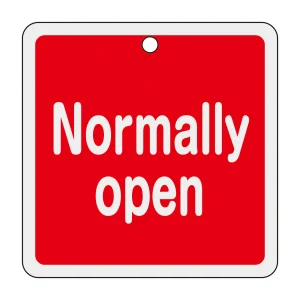 アルミバルブ開閉札 80mm角 両面印刷 Normally open(赤) (160101)