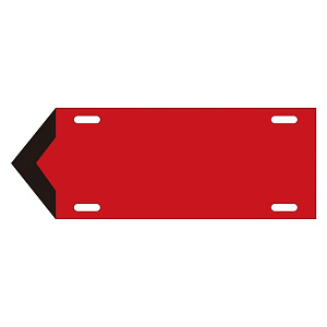 JIS配管識別標識 液体方向表示板 赤 サイズ: (小) 80×210×1.8mm (174302)