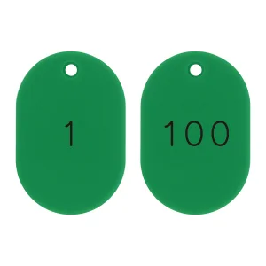 番号小判札 45×30×2.5mm (小) 1～100 (100枚1組) カラー:グリーン (200121)