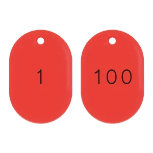 番号小判札 45×30×2.5mm (小) 1～100 (100枚1組) カラー:レッド (200141)