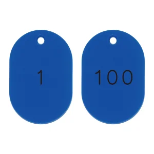 番号小判札 45×30×2.5mm (小) 1～100 (100枚1組) カラー:ブルー (200151)