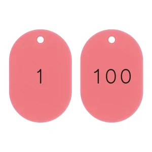 番号小判札 45×30×2.5mm (小) 1～100 (100枚1組) カラー:ピンク (200161)