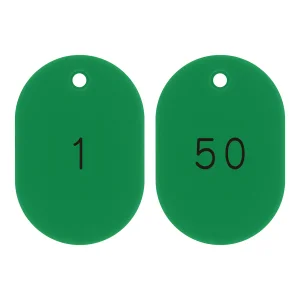 番号小判札 60×40×2.5mm (大) 1～50 (50枚1組) カラー:グリーン (200191)