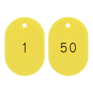 番号小判札 60×40×2.5mm (大) 1～50 (50枚1組) カラー:イエロー (200201)