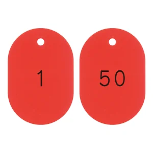 番号小判札 60×40×2.5mm (大) 1～50 (50枚1組) カラー:レッド (200211)