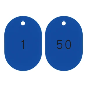 番号小判札 60×40×2.5mm (大) 1～50 (50枚1組) カラー:ブルー (200221)