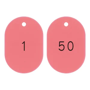 番号小判札 60×40×2.5mm (大) 1～50 (50枚1組) カラー:ピンク (200231)