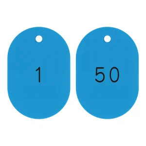 番号小判札 60×40×2.5mm (大) 1～50 (50枚1組) カラー:スカイブルー (200241)
