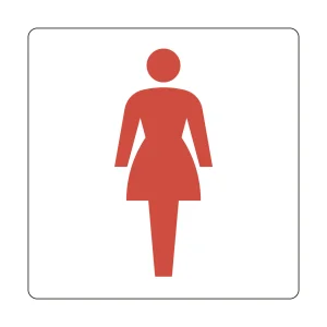 トイレ標識 ピクトサイン 裏面テープ付 女性 150mm角 (206102)