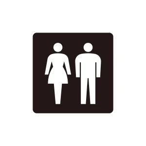 トイレ標識 ピクトサイン 裏面テープ付 男女共用お手洗 100mm角 (206126)