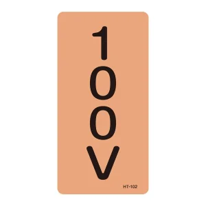 JIS配管識別明示ステッカー 電気関係 (タテ) 100V 10枚1組 サイズ: (S) 60×30mm (386102)