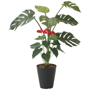 光触媒 人工観葉植物 造花 モンステラ&アンスリューム 95 (高さ95cm) (203H140)
