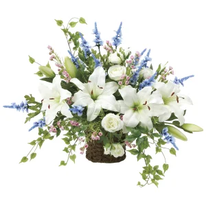 光触媒 人工観葉植物 造花 壁掛けカサブランカ (高さ60cm) (2080P160)