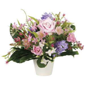光触媒 人工観葉植物 造花 ミックスローズ (高さ22cm) (2234K35)