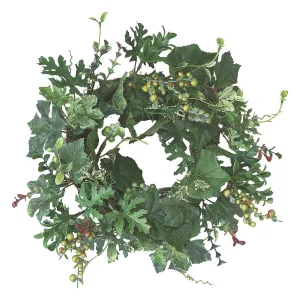 光触媒 人工観葉植物 造花 グリーンリース (高さ35cm) (2283A35)