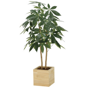 光触媒 人工観葉植物 造花 ウッドボックスパキラ1.0 (高さ100cm) (2305R230)