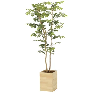 光触媒 人工観葉植物 造花 ウッドボックスマウンテンアッシュ1.6 (高さ160cm) (2311P570)
