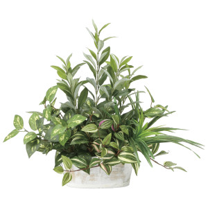 光触媒 人工観葉植物 造花 寄せ植えオリーブ (高さ50cm) (2348A100)