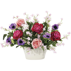 光触媒 人工観葉植物 造花 ローズベール (高さ40cm) (2394P130)