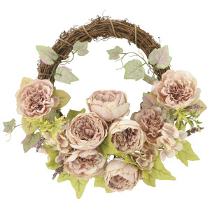 光触媒 人工観葉植物 造花 キャベジローズリース (高さ43cm) (2477R50)