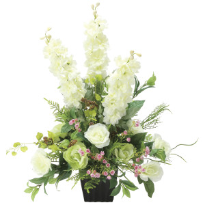 光触媒 人工観葉植物 造花 ホワイトライン (高さ62cm) (2498R140)