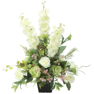 光触媒 人工観葉植物 造花 ホワイトライン (高さ62cm) (2498R140)