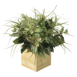 光触媒 人工観葉植物 造花 ウッドボックスT (高さ60cm) (2635A165)