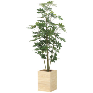 光触媒 人工観葉植物 造花 ウッドボックスカポック1.8 (高さ180cm) (2639A570)