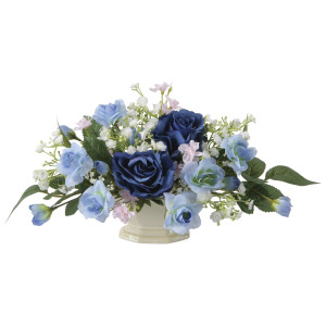 光触媒 人工観葉植物 造花 ツートンブルーローズ (高さ21cm) (2680A75)